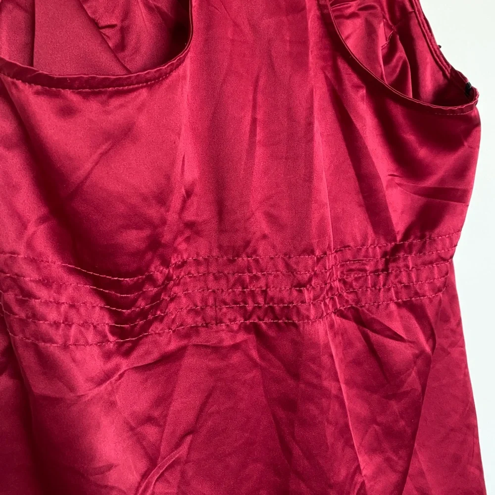 Satin Maroon Halter Ruffle Top - Picture 11 of 11